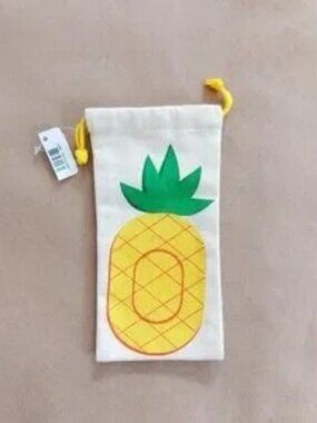 NWT Pineapple Print Canvas Sunglasses Case Pouch - Yellow and Green